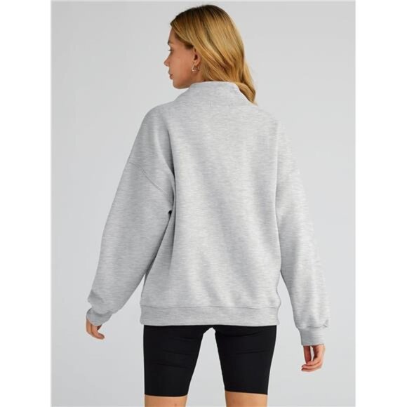 Women's Oversized Turtleneck Sweatshirt – Long Sleeve Pullover Hoodie for Fall - Picture 5 of 7